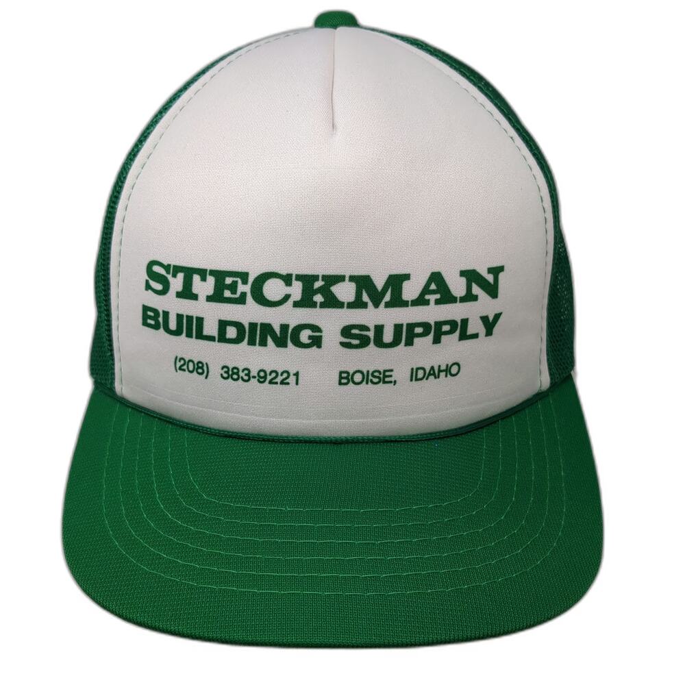 Hanes Trucker Hat Green One Size Mesh Back Snapback Building Supply Boise Hat